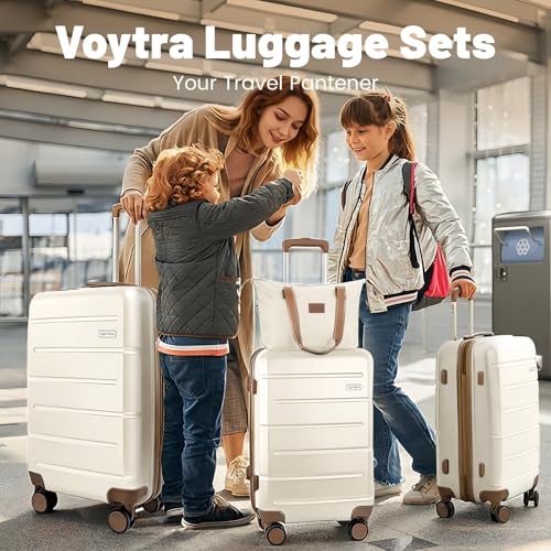 3-Piece Luggage Set with Carry On Luggage Set 22x14x9 Airline Approved, ABS Hardside Suitcase with 8 Spinner Wheels & TSA Lock, Expandable Suitcase for Men & Women (20/TB/DB Beige) - color: Beige, size: (20/DB/TB)-Expandable