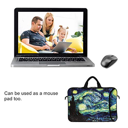 Violet Mist 14 Inch Laptop Shoulder Bag Carrying Case Laptop Sleeve 15 15.4 15.6 Inch Computer Messenger Bag Neoprene Waterproof Protective Tablet Handbag Handle Shoulder Strap, Starry Sky - color: Starry Sky, size: For 14"15"-15.6"