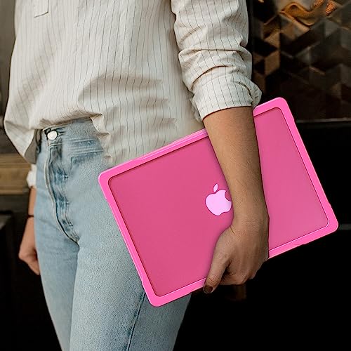 Batianda Ultimate Slim Case for MacBook Air 13.6 inch 2022-2026, Pink | Fits M2/M3/M4/M5 Model, Lightweight Slim Design, Carbon Fiber Side Texture, Matte Translucent Rugged Hybrid Protective Shell - color: S-Pink