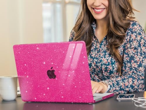 CISSOOK Sparkly Glitter Rose Pink Case for MacBook Pro 14 inch Case M5 M4 M3 M2 M1 Chip 2026 2025 2024 2023 2022 2021 Release A3434 A3112 A3185 A3401 / A2918 A2992 / A2779 / A2442 - color: Pro14inch-Rose Red Glitter