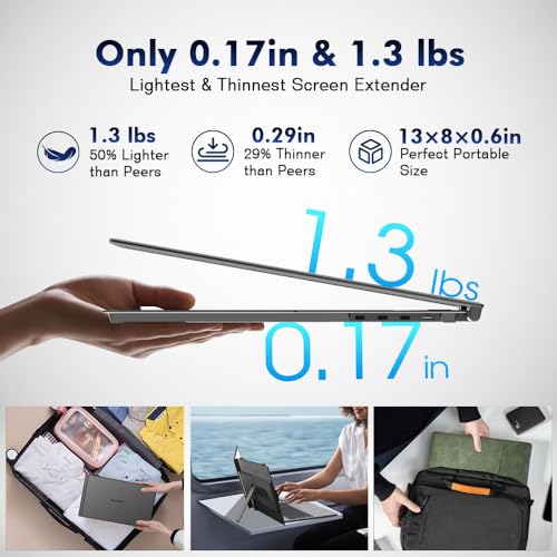 Blackview Laptop Screen Extender 14" FHD IPS, 1.3lbs 0.17" Ultra-Slim | 4.5mm ultra-slim, 14" 1080 FHD IPS, 180° rotate, dual-screen, plug & play, USB-C/HDMI, works with Mac/Windows/Android/Switch - color: SCM6