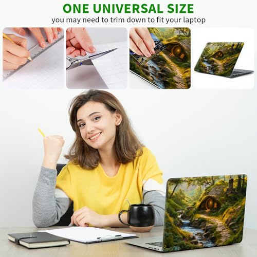 Laptop Skin Sticker Decal, Universal Protective Cover Fit 12 13 14 15.6 Inch Notebook, Reusable Water-Resistant Vinyl Decal w/ 2 Wrist Pads for Business Travel Office, Creek Castle - color: Creek Castle