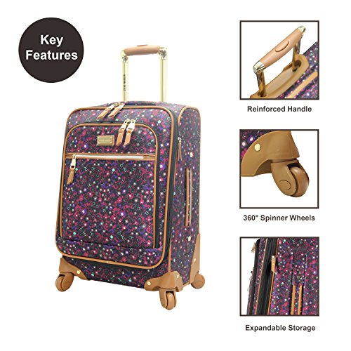 Steve Madden Designer Luggage Collection - Lightweight Softside Expandable Suitcase for Men & Women - Durable 20 Inch Carry On Bag with 4-Rolling Spinner Wheels (Dark Purple) - color: Dark Purple, size: 20 inches