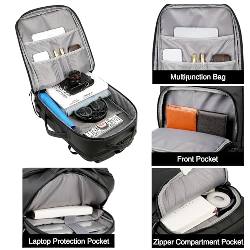 FANDARE Laptop Backpack, Business Travel Laptop Rucksack with USB Charging Port, Waterproof Laptop Bag 15.6 inch, Breathable Nylon Daypack for Work, Travel, College Black - color: Black
