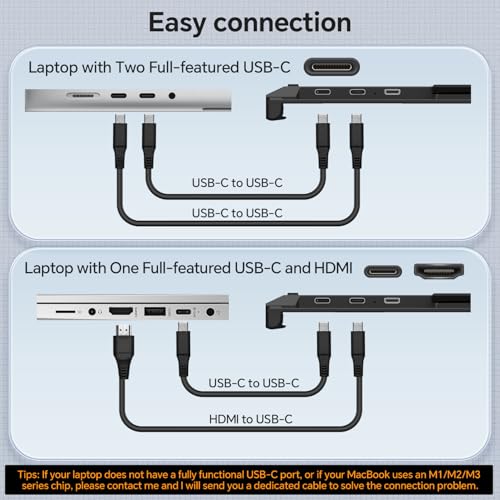 Laptop Screen Extender, 14" Ultra-Slim Triple Portable Monitor, 1080P FHD IPS Display, USB-C/HDMI Plug & Play, Monitor Extender for 13-17.3" Laptops, Mac/Windows/Chrome - size: 14" Triple Monitor
