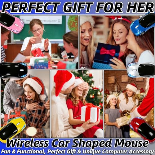 Blue Wireless Mouse,Mini Car Computer Mouse,1600DPI 2.4G with USB Receiver, Ergonomic Cute Computer Mice for Laptop, PC, Windows, Mac OS (Blue) - color: Blue