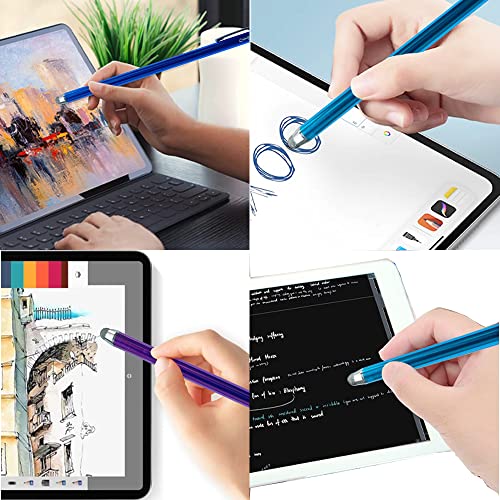 3-Pack 7.3’’ Fine Micro-Knit Mesh Tip Capacitive Stylus Pens for Touch Screens with Replaceable Mesh Tips, Extra Long Universal Stylus Pens and Cleaning Cloth (Purple, Blue, Sky Blue) - color: Purple, Blue, Sky Blue