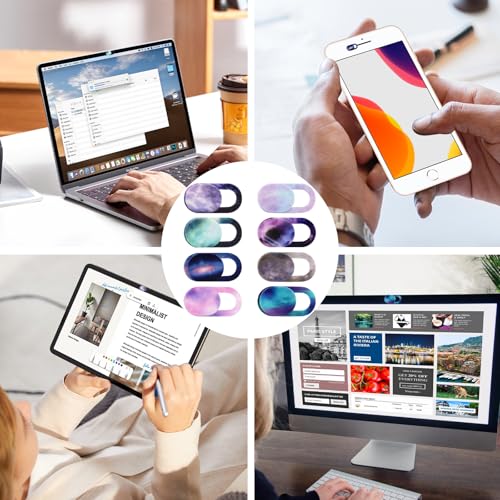 Camera Cover Slide, Colorful Space, 8 Packs | Webcam Cover, Ultra Thin Sticker, Privacy Protector, Fit MacBook Pro, iMac, iPad Pro, Laptop, Tablet - color: Colorful Space ( 8S )