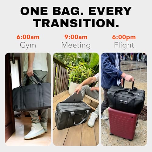 The FTL Pro Mens Travel Bag - 30L Premium Work to Gym Weekender Duffel with Garment Bag, Shoe Space & 18" Laptop Sleeve - Organized Athletic Business Carry On Hybrid, Fits Under Airplane Seat - Black - color: Kenmare Black, style: Pro