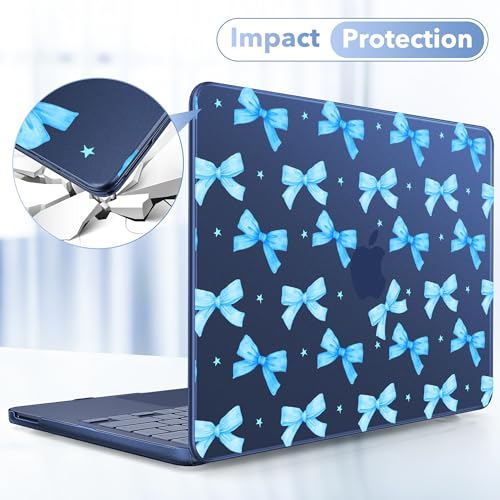 May Chen for MacBook Neo Case 13 inch 2026 | 100% Match Official Color | Pattern Printing, Anti-Crack & Scratch & Fingerprint | Protective Hard Shell Cases Laptop Model A3404 - Light Blue Bow - color: Light Blue bow