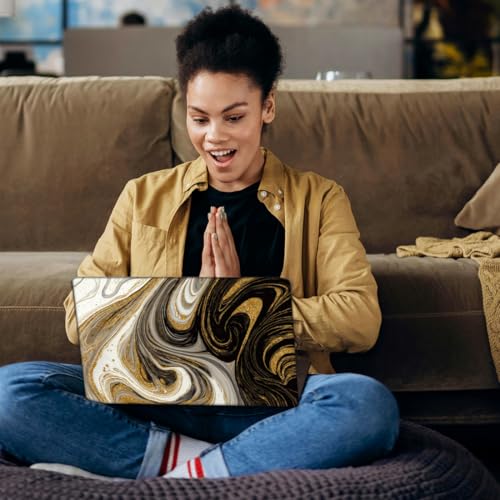 SUPERDANT Laptop Skin Sticker Golden Marble Laptop Decals Personalized Universal Notebook Computer Wrap Vinyl Skin Stickers Cover Art Decal Removable 12-15.6 Inch Waterproof Scratch-Resistant Gifts - style: Golden Marble