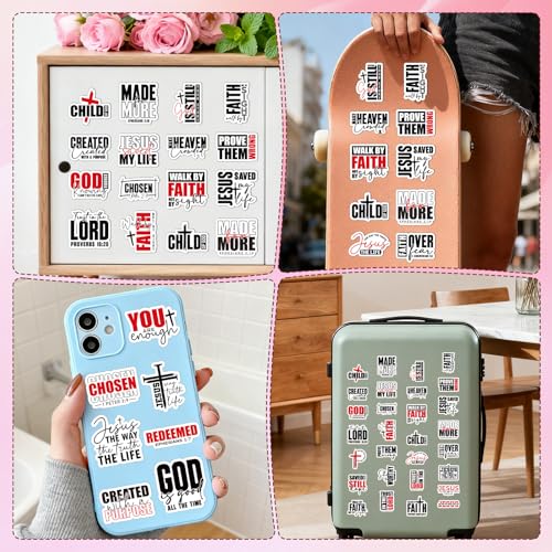 100 Pcs Bible Verse Christian Stickers Religious Faith Sticker | Prayer Bible Stickers, Matte Waterproof Vinyl, Scripture Faith, Religious Decals for Luggage Laptop Journal - style: Bible Verse