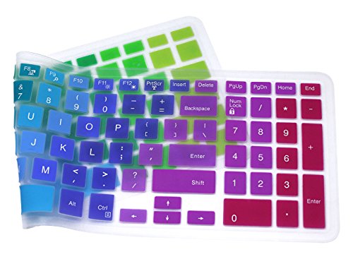 Silicone Keyboard Cover Compatible for 15.6 inch Dell Inspiron 15 3000 & 5000 Series, 17.3 inch Dell Inspiron 17 5000 Series, Inspiron 15 i3541 i5566, Inspiron 17 i5749 Series Laptop (Rainbow) - color: Rainbow