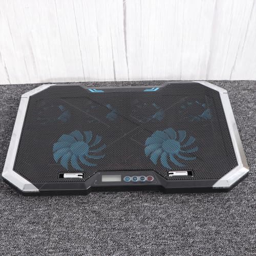 Silent Laptop Cooling Pad with 6pcs Fans and Dual USB Ports, Adjustable 7-Height Stand with LED Display and Double Side Breathing Light, Plastic and Iron Cooling Stand for Laptop
