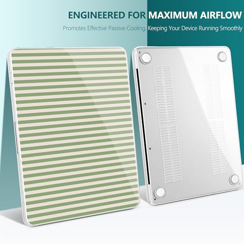for MacBook Neo 13 Inch Case 2026 (Model A3404, A18 Pro chip), Stylish Pattern Protective Hard Shell with Screen Protector, Keyboard Cover & USB-C Adapter - Green Stripes - color: Green Stripes