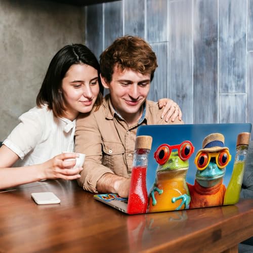 Universal Laptop Skin Sticker Decal, Compatible with MacBook HP Dell Lenovo 12"-15.6", Reusable Vinyl Notebook Cover 3PCS Set, High-Recognition Film-Funny Cool Frogs Drinking - color: Funny Cool Frogs Drinking