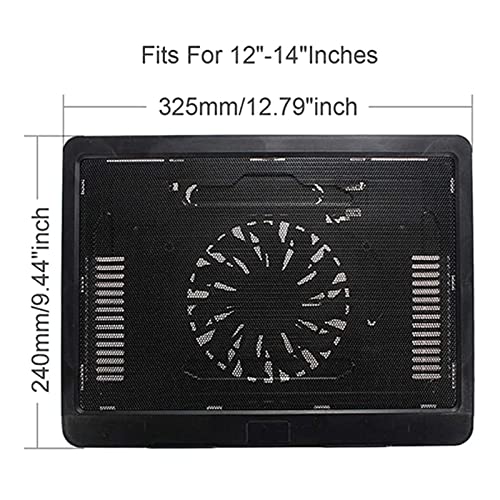 Portable Ultra Slim USB Powered Gaming Laptop Cooling Pad 1 Quiet Fans Adjustable Heightening Pad Support, Black