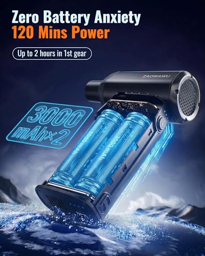 Electric Air Duster 150000 RPM Rechargeable Mini Blower with 4 Nozzles | 2H Fast Charge, Canned Air Alternative, 6000mAh Battery, 120min Runtime, 3 Speeds, PC Cleaning Kit, 0.63lb Handheld Blower - color: Black-jx007