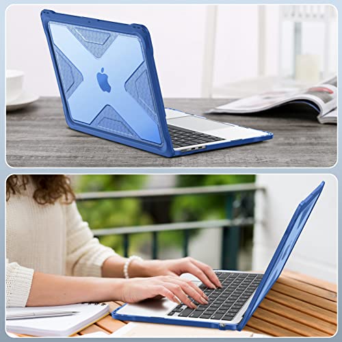 Fintie Case for MacBook Air 13.6 Inch A3449 A3240 A3113 A2681 (2022 2023 2024 2025 2026 Release) - Heavy Duty Rugged Hard Shell Case Cover for MacBook Air 13 Inch M2 M3 M4 M5 Chip, Blue - color: Blue