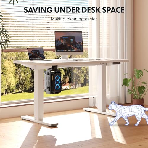FLEXISPOT EN2 48"x24" Electric Standing Desk with PC Stand Bundle, White | One-Piece Top, Easy-Install PC Mount, Clean Cable Management, Space-Saving Design, Ideal For Home Office, Gaming - color: White Top + White Frame, size: 48x24 | PC Stand