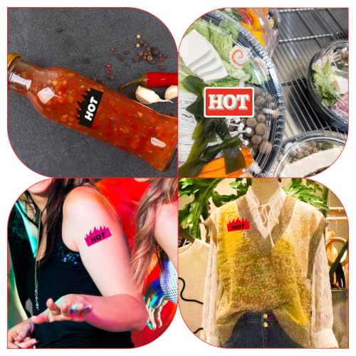 500pcs Rave Hot Stickers, HOT Theme Stickers (10 Styles) | Bold Flamed Shaped Stickers Labels for Rave Music Festivals Home Party & Food Labeling Restaurant Stores Supplies