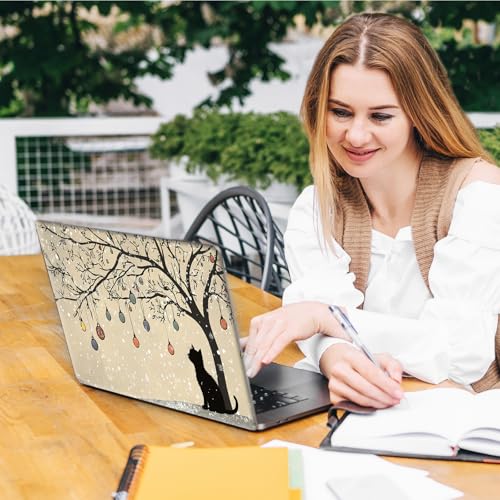 Laptop Skin Sticker Decal, Universal Reusable Vinyl Laptop Cover for 12" 13" 13.3" 14" 15" 15.4" 15.6" Notebook PC, Reusable Waterproof Scratch-Resistant with 2 Wrist Pads,Black Cat Tree - color: Black Cat Tree