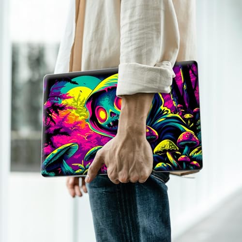 Reusable Universal Laptop Skin Sticker, Cut to Fit for 11.6–15.6 Inch Laptops, Waterproof Protective Film, No-Residue - Neon Skull Forest - color: Neon Skull Forest