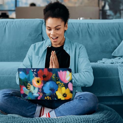 SUPERDANT 3 Pcs Gouache Floral Laptop Skin 14.96x10.62in Trimmable PVC Notebook Decal Reusable Cover for 12 13 14 15 15.6 Inch Notebook Surface Flowers Sticker Kit Colorful - style: Gouache Floral