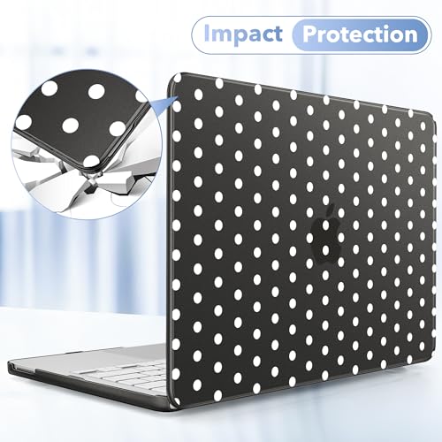 May Chen for MacBook Neo Case 13 inch 2026 | 100% Match Official Color | Pattern Printing, Anti-Crack & Scratch & Fingerprint | Protective Hard Shell Cases Laptop Model A3404, Black - White Polka dot - color: Black - White Polka dot
