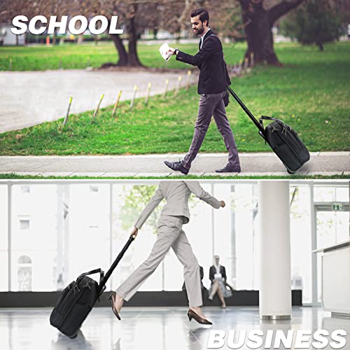 VANKEAN 15.6" Rolling Laptop Bag Waterproof RFID Travel Business Black