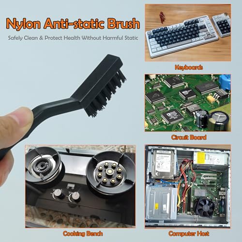 12PCS Anti Static ESD Cleaning Brush Kit – Precision Nylon Wire Brushes for PCB, Keyboard, Electronics – Safe, Scratch-Free Cleaning for Circuit Boards, Motherboards & Sensitive Components (Black)