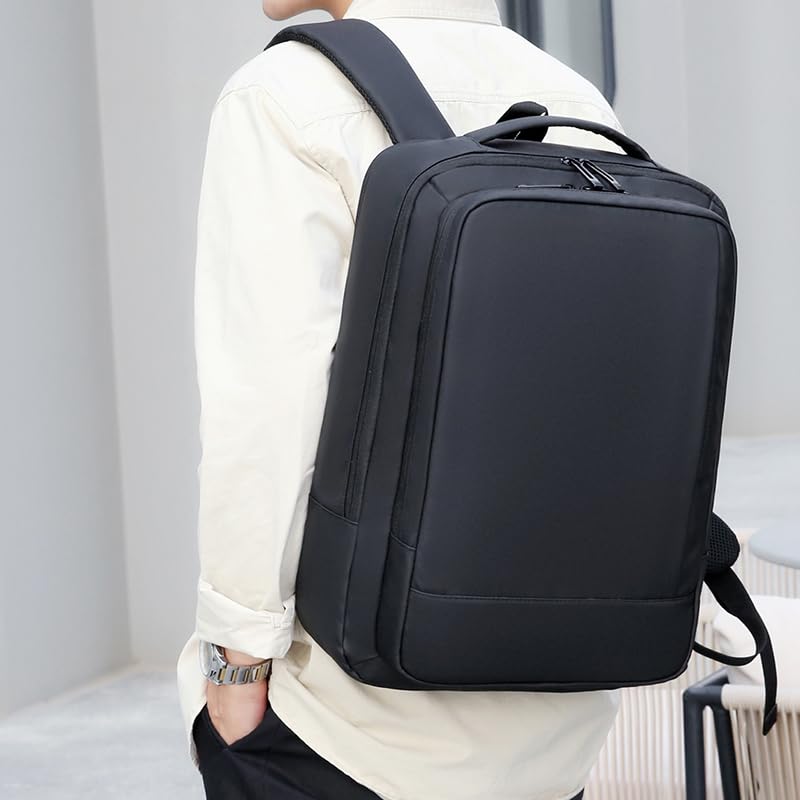 17/15.6" Business laptop backpack, PU backpacks, Travel laptop backpack,carry on backpacks, Expandable backpack Men Women (01#Standard, Black) - color: 01#black, style: 01#standard