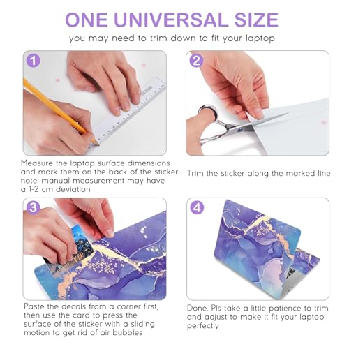 DINKY Laptop Skin Sticker Decal, 12" 13" 13.3" 14" 15" 15.4" 15.6 inch Laptop Universal Reusable Vinyl Skin Stickers Cover Art Decal Notebook PC Personalized Protector-Purple Marble - color: Purple Marble