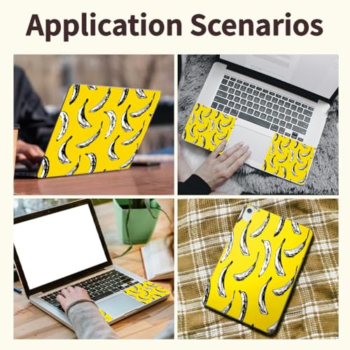 3Pcs Banana Laptop Skin Sticker Cartoon Universal Removable Vinyl Stickers Fits for 12.1 13 14 15.6 16 Inch Waterproof Notebook Decal Cover Gift - style: banana