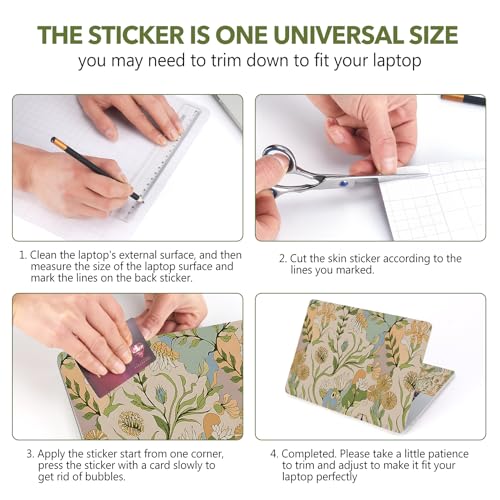 AIMSA 12 13 13.3 14 15.4 15.6 inch Laptop Skin Sticker Decal, Universal Netbook Skin Sticker Notebook Art Decal Protector Cover, Abstract Flower Plants - color: Abstract Flower Plants