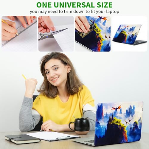 Laptop Skin Sticker Decal, Universal Protective Cover Fit 12 13 14 15.6 Inch Notebook, Reusable Water-Resistant Vinyl Decal w/ 2 Wrist Pads for Business Travel Office, Forest Mountain Bird - color: Forest Mountain Bird