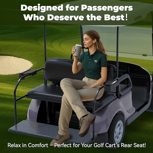 Upgraded Golf Cart Armrest with Cup Holder – Wide Comfort Pad, Universal Fit for EZGO, Club Car, Yamaha – Waterproof, Tool-Free Install, Fits 1" & 1.25" Square Tubes (Black) - color: Cup Holder Black