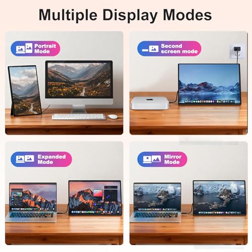 Portable Monitor 16" 1200P FHD Laptop Screen Extender, Horizontal Vertical Monitors with External Speakers, 100% sRGB Plug & Play Computer Gaming Travel Second Screen for Wins Mac Phone PS5 Xbox - style: 16" Monitor-L5