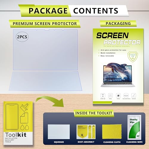2 Pack Anti Blue Light Screen Protector for 2024-2025 ASUS Zenbook Duo Dual | 14" 2-in-1 Laptop UX8406, Ultra Clear HD 9H Hardness Film for Primary & Secondary Dual Screens, Anti Scratch, Bubble Free