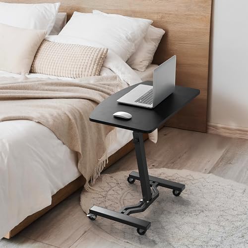 SHW Mobile Height Adjustable Laptop Rolling Cart with Height Adjustment from 28" to 33", Black - color: Black