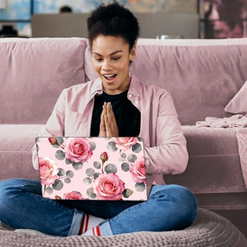 SUPERDANT 3Pcs Pink Rose Laptop Skin Sticker Universal PVC Floral Decal Wrap Scratch Proof Remains Free Notebook Cover for Office Travel Dorm Decor 14.9x10.6in - style: Pink Rose
