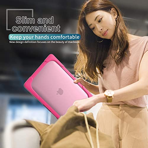 Batianda Heavy Duty Case for MacBook Pro 14 inch 2026-2021, Pink | Fits M5/M4/M3/M2/M1 Pro Max Chip, Ergonomic Foldable Stand Holds 22 lbs, Shockproof Bumper, Matte Translucent Hard Shell - color: Pink