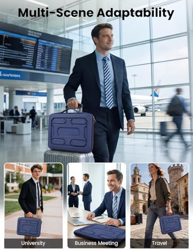 DOMISO Laptop Hard Case 14-14.4 inch Waterproof Shockproof Hard Shell Laptop Sleeve with Handle & Storage Pocket, Compatible with MacBook, HP, Dell,Dark Blue - color: Dark Blue, size: 14 inch