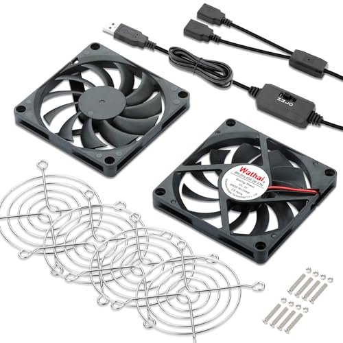 WWathai 2pcs 80mm x 10mm USB Computer Fan, USB Fans for Cooling Receiver DVR PlayStation Xbox Computer Cabinet Cooling 80x80x10mm - size: 80x10mm (5V)