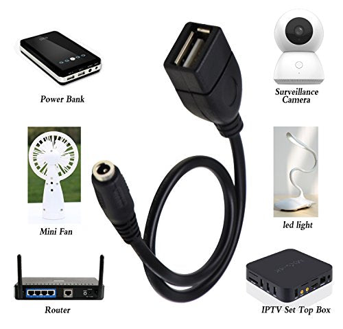 USB 2.0 AFemale to DC 3.5x1.35mm Female Adapter Cable 5 Volt DC Barrel Power Jack Charging Cable for Tablet, Electronic Dog, Access Control Attendance (28CM/11inch F/F, DC 3.5x1.35mm-2packs) - color: 28CM F/F, DC 3.5x1.35mm-