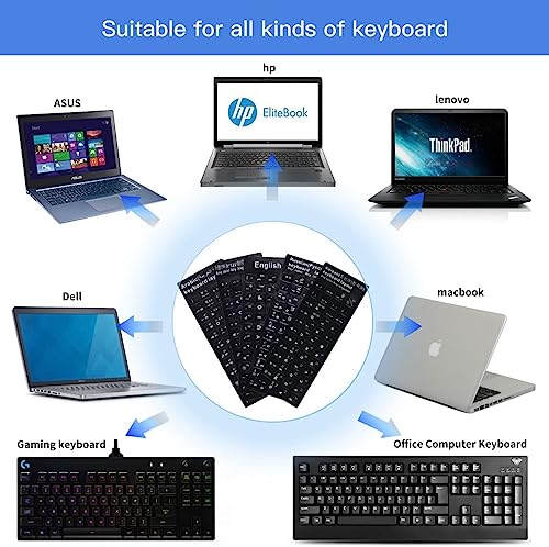 2PCS English Keyboard Stickers Replacement Letters, Full Size Big Letter QWERTY Keyboard Sticker Universal for PC Computer Laptop Desktop, Matte Keyboard Alphabet Stickers - color: English-full Keyboard(2PCS)