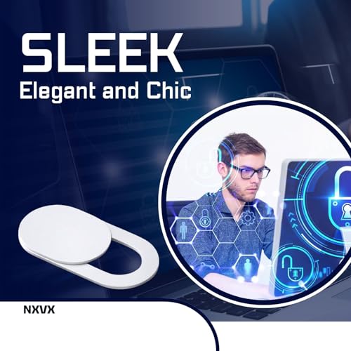 NXVX Ultra-Thin Webcam Cover Slide, White, 2-Pack | 0.022in slim profile, no-residue adhesive, fits MacBook, iMac, iPad, iPhone, PC & more