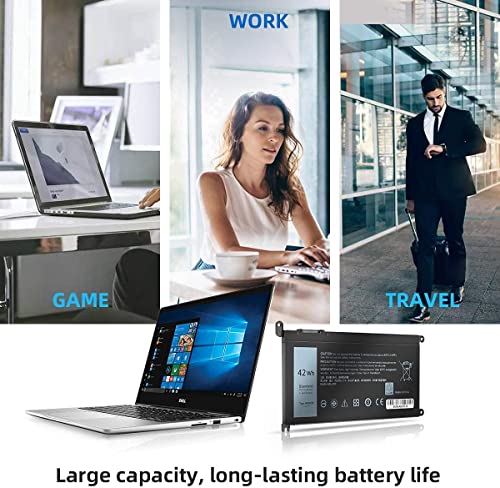 WDX0R Replacement Laptop Battery for Dell Inspiron 13 15 5000 7000 Series 5565 5570 7573 5379 5567 7378 5579 7560 7570 5568 7579 7375 5578 5378 Latitude 3340 3490 3590 3500 3390 Battery 11.4V 42Wh - size: WDX0R