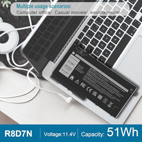 R8D7N 4GVMP 1V1XF Laptop Battery Compatible with Dell Precision 3540 M3550 Latitude 5400 5410 5500 5510 Inspiron 7590/7591/7791 2-in-1 Series P80F P80F001 P84F H82T6 0C5GV2 W8GMW 0W8GMW 0R8D7N - size: 7.13*3.78*0.28inch R8D7N
