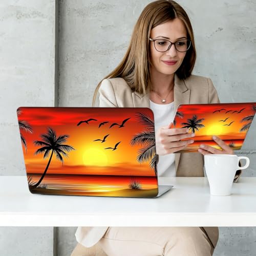 Laptop Skin Sticker Decal Cover,Sunset with Palm Trees | DIGTIALL Universal Laptop Skin Sticker, Waterproof Removable Notebook Decal Protector Cover for 12 13 14 15 Inch Laptops - color: Sunset With Palm Trees